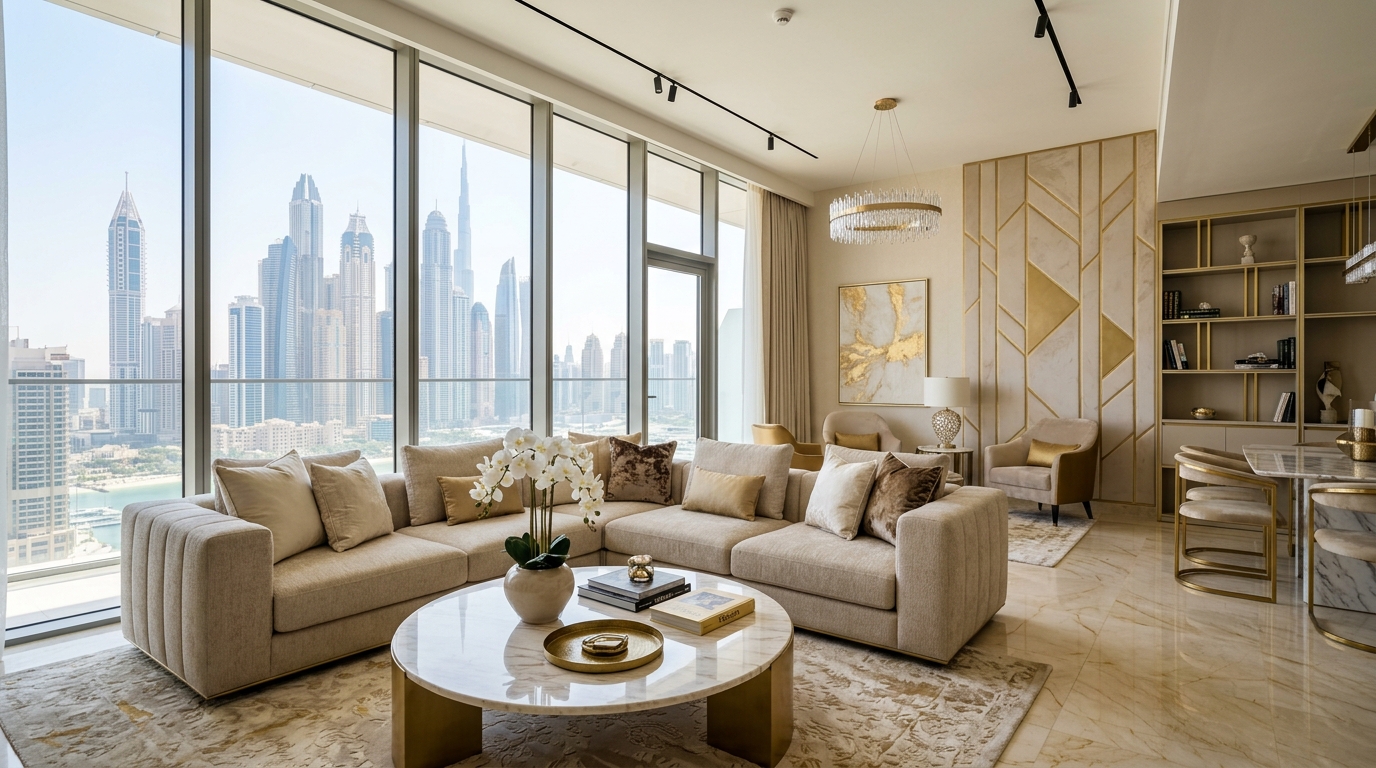 Contemporary luxury Dubai apartment living room